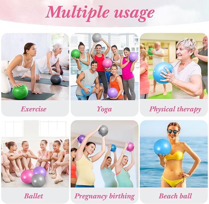 Aoriher 10 Pieces 9 Inch Exercise Pilates Ball Yoga Therapy Core Ball for Yoga Stability Barre