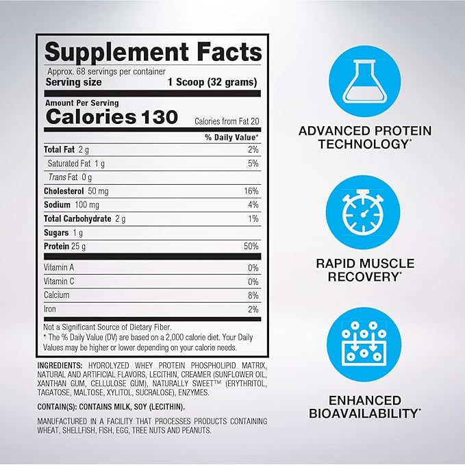 BPI Sports Hydro HD - 100% Hydrolyzed Whey Protein Powder - Muscle Growth, Recovery, 25g of