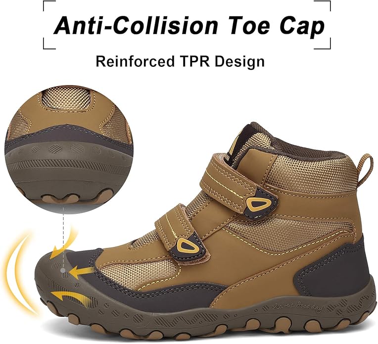 Mishansha Kids Hiking Boots Toddler Girls Boys Hiking Shoes Water-Resistant Anti-Collision Non-Slip