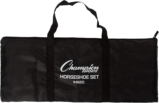 Champion Sports Horseshoe Set: Traditional Outdoor Lawn Game includes Four Professional Solid Steel