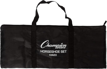 Champion Sports Horseshoe Set: Traditional Outdoor Lawn Game includes Four Professional Solid Steel