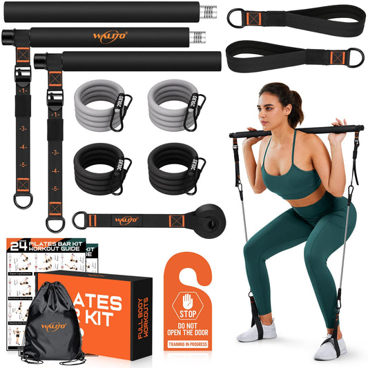 WALITO Pilates Bar Kit with Resistance Bands 3-Section Yoga Exercise Bar