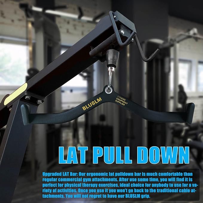 LAT Pull Down Bar for Cable Machine, LAT Pulldown Attachments T Bar V Bar Cable Attachment, Back