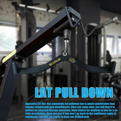 LAT Pull Down Bar for Cable Machine, LAT Pulldown Attachments T Bar V Bar Cable Attachment, Back