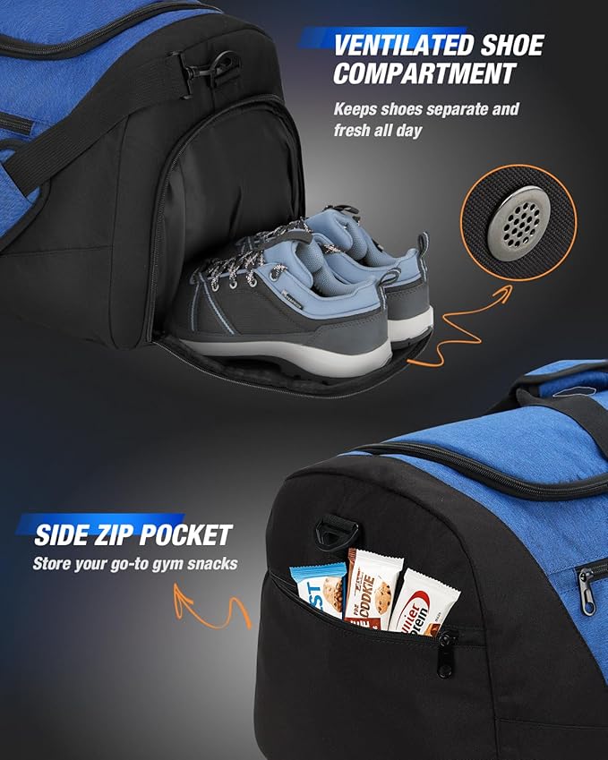 Gonex Gym Duffel Bag with Shoe Compartment Wet Pocket, Large Capacity Sports Duffle Bag for Men