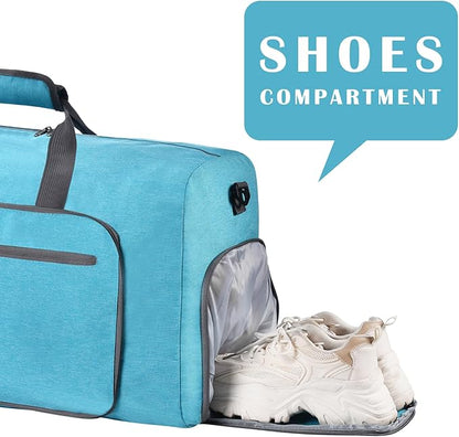 Felipe Varela Duffle Bag with Shoes Compartment and Adjustable Strap,Foldable Travel Duffel Bags