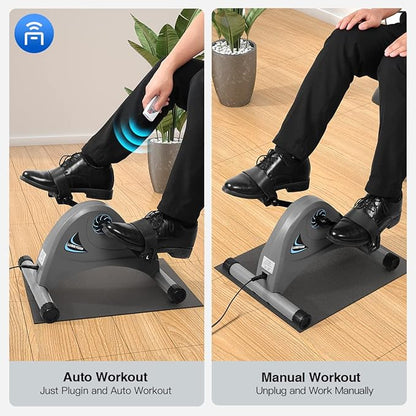 Motorized Mini Exercise Bike Pedal Exerciser for Seniors Rehab Training, LUBBYGIM Electric Under