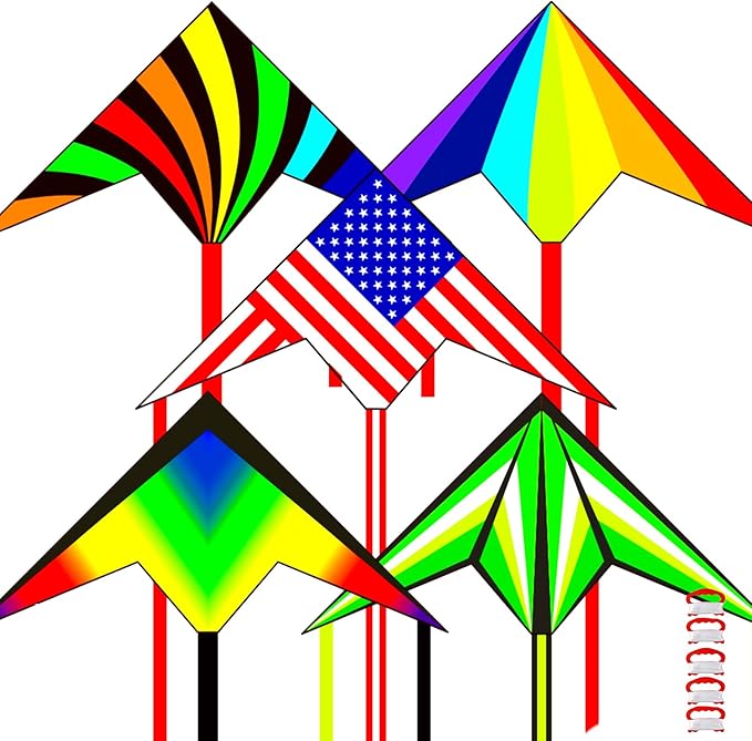 5 Pack Kites for Kids & Adults, Rainbow Butterfly Kite Delta Kites for Kids Age 4-8 8-12, Easy to