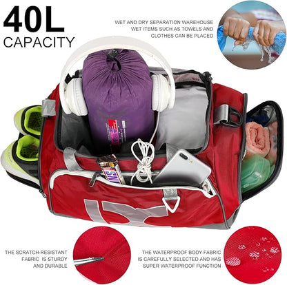 Sports Gym Bag，INOXTO Travel Duffel Bag with Dry Wet Pocket And Shoe CompartmentFor Women and