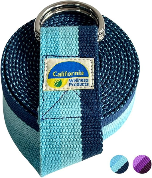 California Yoga Strap | Yoga Belt with Safe Adjustable D-Ring Buckle for Pilates | Stretching Strap