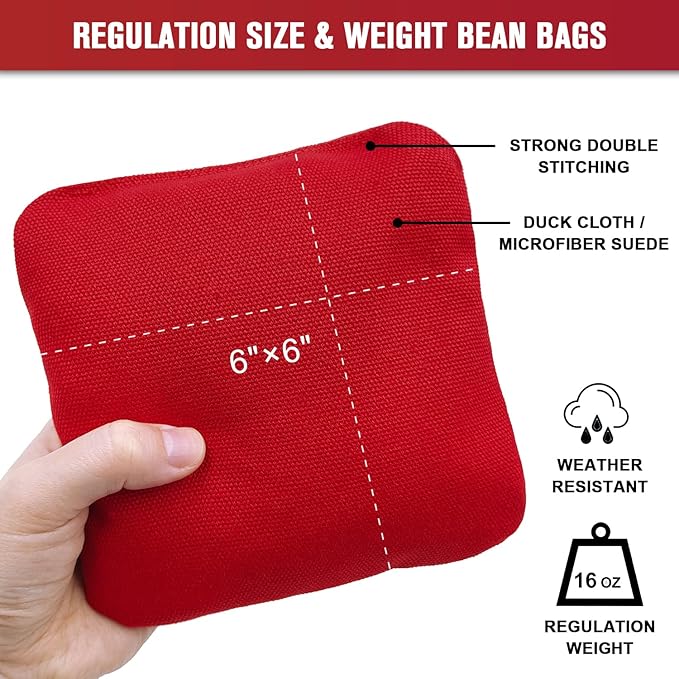JIMTERRY Professional Cornhole Bags Set of 8 Dual Sided Corn Holes Bags Double Sided Regulation