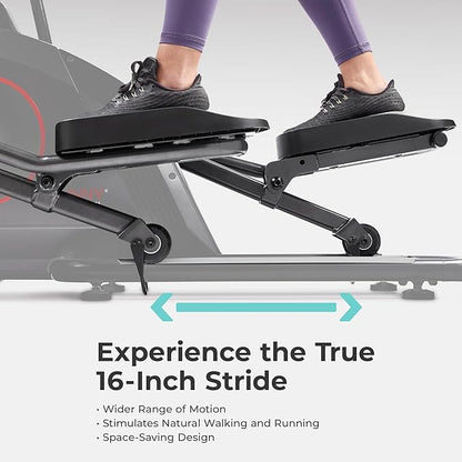 Sunny Health & Fitness Smart Upright Elliptical w/Pulse Sensor Built-in, Indoor Full-Body
