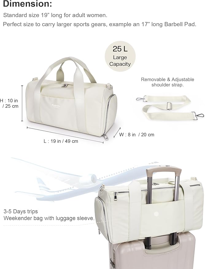 Gym Bag for Women and Men with Shoe Compartment & Wet Pocket - Duffle Bag for Travel Sports Fitness
