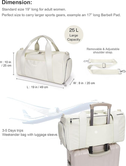 Gym Bag for Women and Men with Shoe Compartment & Wet Pocket - Duffle Bag for Travel Sports Fitness