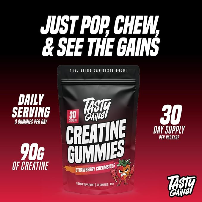 Creatine Gummies - 90g of Creatine Monohydrate - Workout Supplements - Build Muscle & Boost