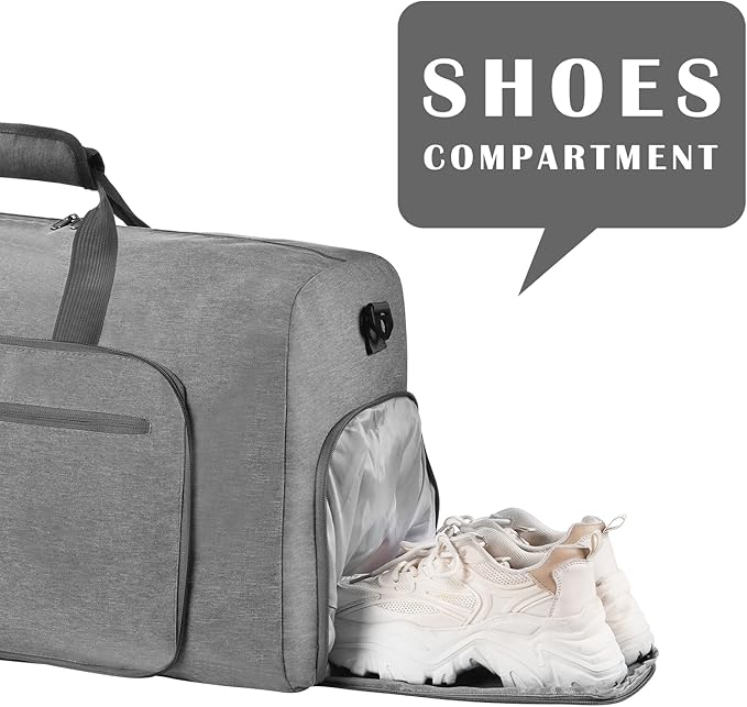 Felipe Varela Duffle Bag with Shoes Compartment and Adjustable Strap,Foldable Travel Duffel Bags