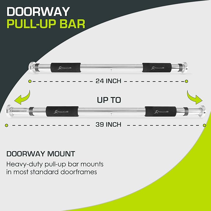 ProsourceFit Wall-Mounted Pull-Up/Chin-Up Bar, Heavy Duty 300 lb. Capacity, Black