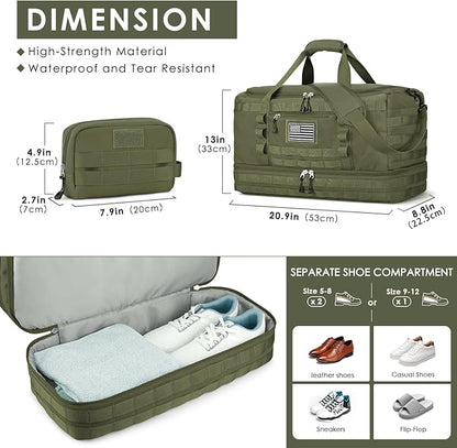 ETRONIK Travel Bag for Men Women, Gym Bag & Tactical Duffle Bags for Travel, Carry on with Toiletry