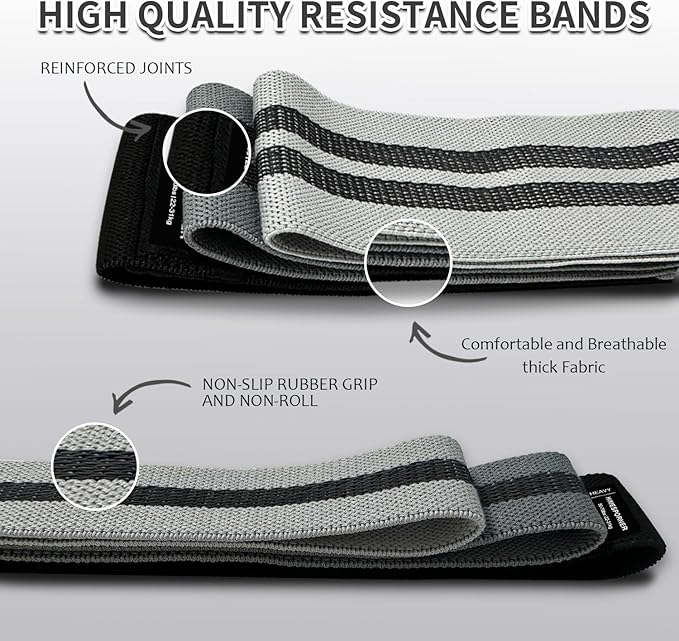 9 PCS Fabric Resistance Bands Set for Working Out, Non-Slip Exercise Booty Bands for Women & Men