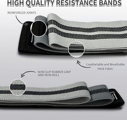 9 PCS Fabric Resistance Bands Set for Working Out, Non-Slip Exercise Booty Bands for Women & Men
