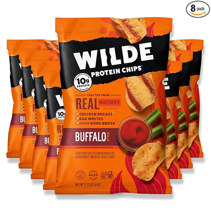 WILDE Buffalo Protein Chips, Thin and Crispy, High Protein, Keto Friendly, Made with Real