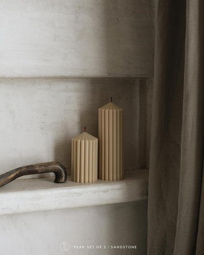LAWA Ribbed Peak Pillar Candle - Large Beautiful Handmade Pillar Scented Soy Wax Candle Elegant