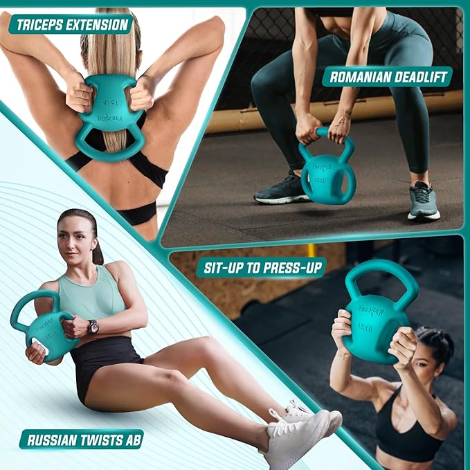 Yes4All Kettlebell, Strength Training Kettlebells for Women, Wide Multi-grip Textured Handle for