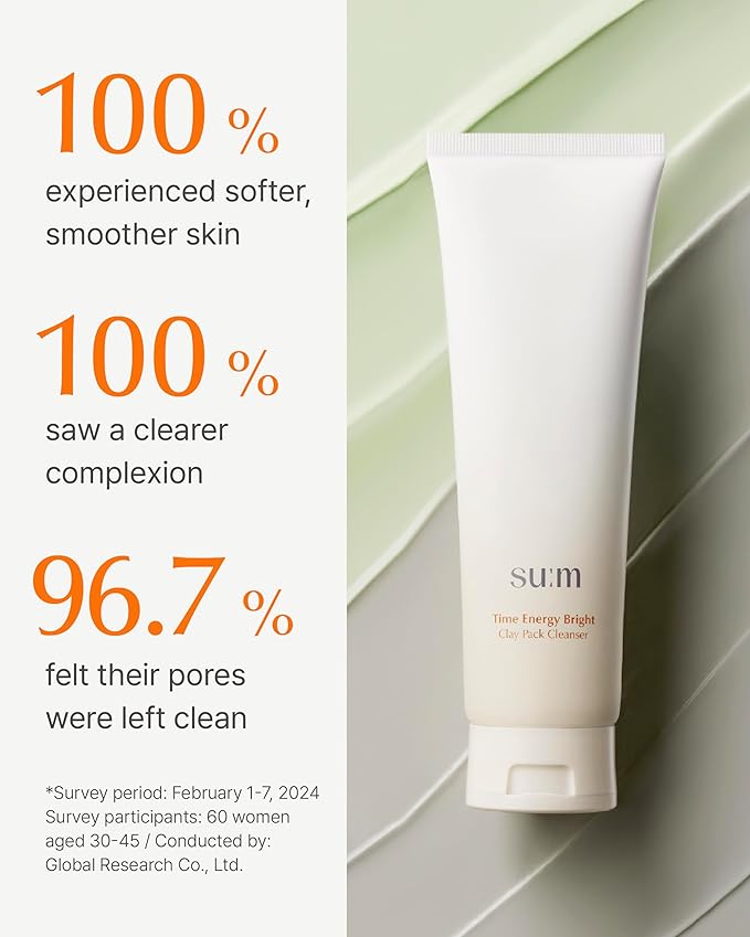 SU:M One Minute Clay Mask - Pore Cleanser & Hydrating 2-in-1 Korean Face Mask and Facial Cleanser
