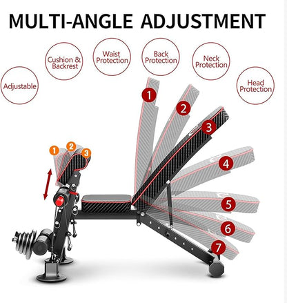 Adjustable Weight Bench - Utility workout Benches for Exercise, Free Installation Design for