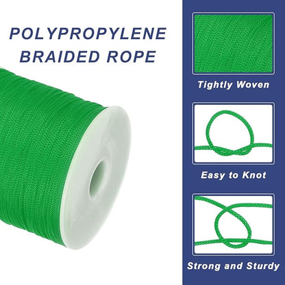 MECCANIXITY 1/16 Inch Polypropylene Rope Braided Ropes, 328ft Nylon Rope Hollow Utility Cord for