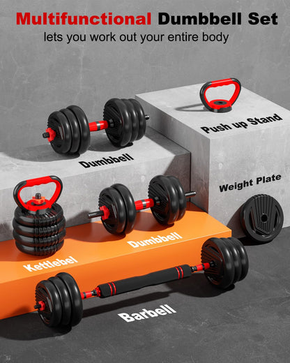 UNNMIIY Adjustable Dumbbells, 20/30/45/70/90lbs Free Weight Set with