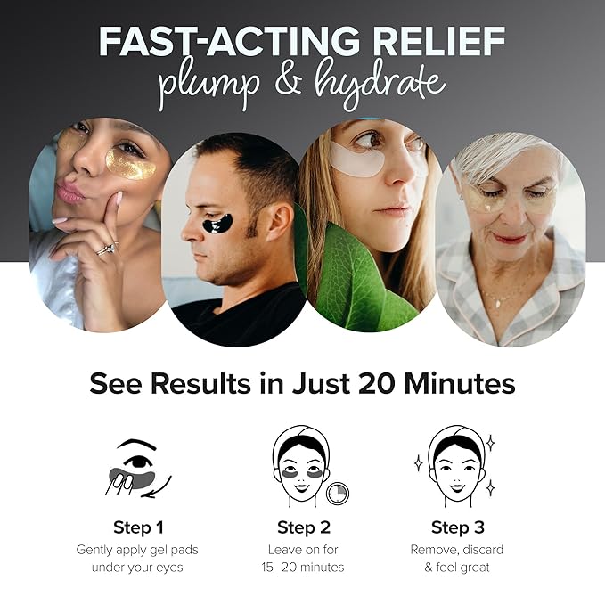 ToGoSpa, Bamboo Charcoal Under Eye Repair Mask, Collagen Under Eye Patches, Enriched With Ale Vera