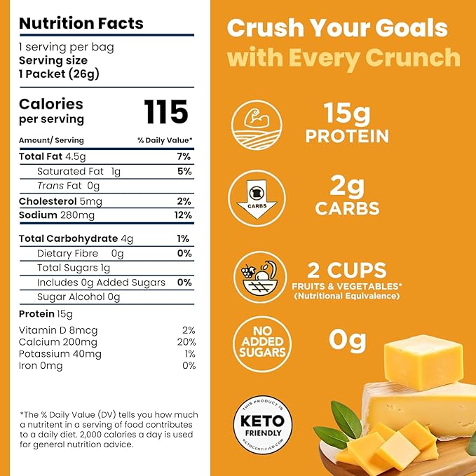 Schoolyard Keto Snacks - Cheddar Cheese - 15g Protein Puffs, Low Carb, Low Sugar - Gluten Free