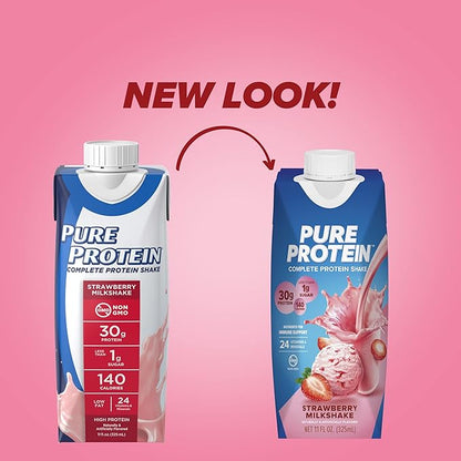 Pure Protein Strawberry Protein Shake, 30g Complete Protein, Ready to Drink and Keto-Friendly