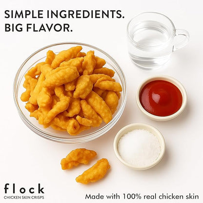 Flock Keto Chicken Skin Chips | Salt and Vinegar Flavor | Low Carb, High Protein, Sugar Free