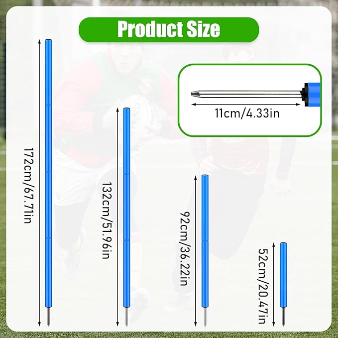 TOBWOLF 6PCS 6FT Adjustable Soccer Agility Training Poles, Detachable Sports Training Speed Sticks