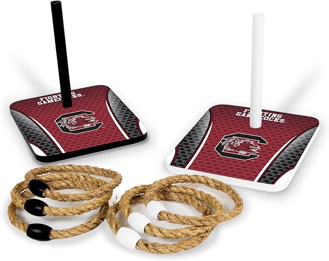 Solid Wood College Quoits Set with Direct Print HD Team Graphics – Tailgate Ring Toss Game – Great