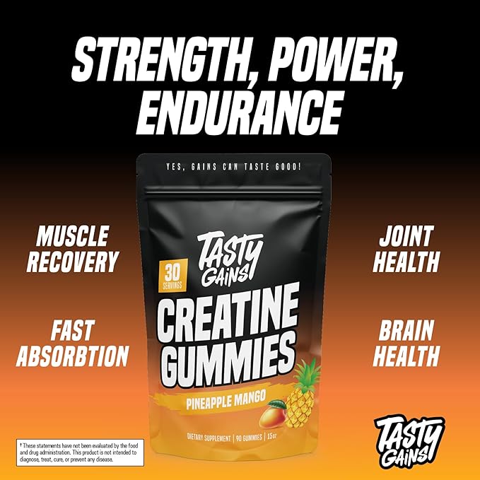 Creatine Gummies - 90g of Creatine Monohydrate - Workout Supplements - Build Muscle & Boost