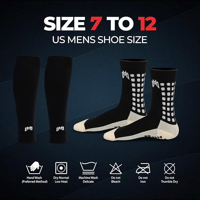 Soccer Grip Socks, Shin Guards, Pre Cut Sock Sleeves, and Guard Straps Bundle Pack - Essential