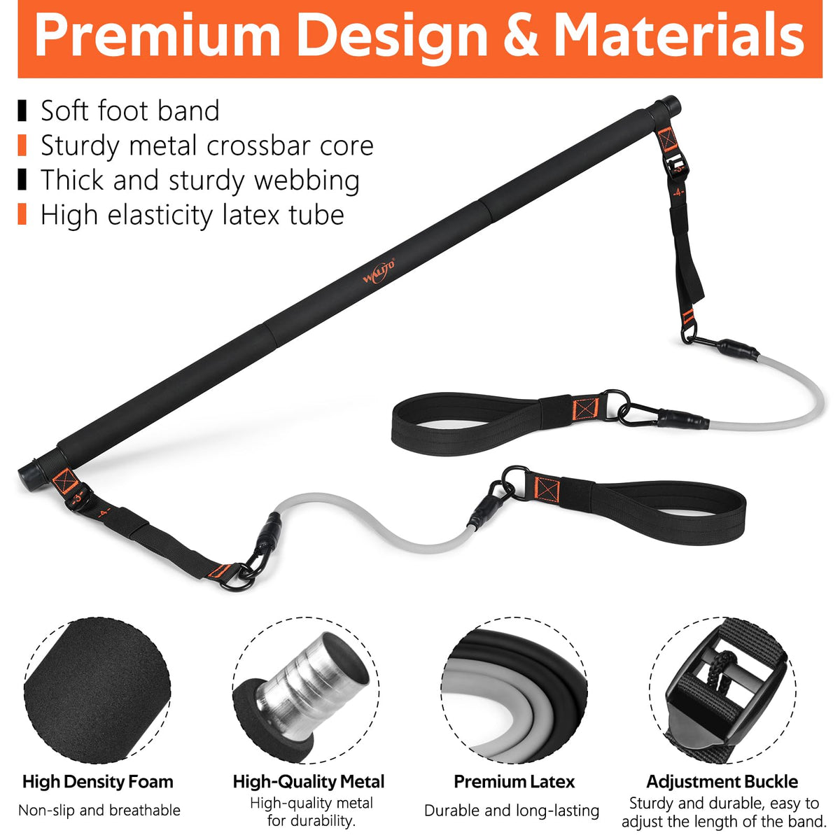 WALITO Pilates Bar Kit with Resistance Bands 3-Section Yoga Exercise Bar