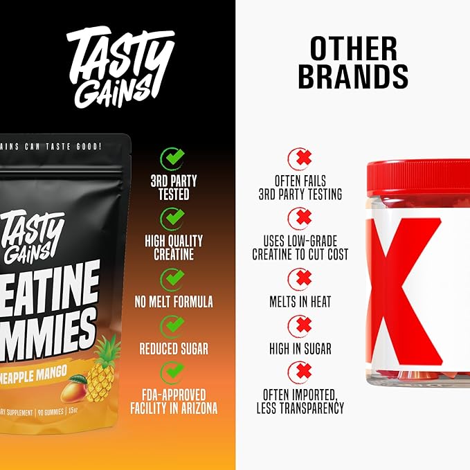 Creatine Gummies - 90g of Creatine Monohydrate - Workout Supplements - Build Muscle & Boost