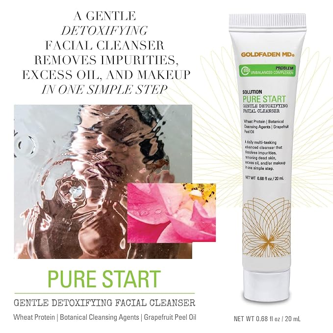 GOLDFADEN MD Pure Start Gentle Detoxifying Natural Facial Cleanser Grapefruit Peel Oil, Organic Red
