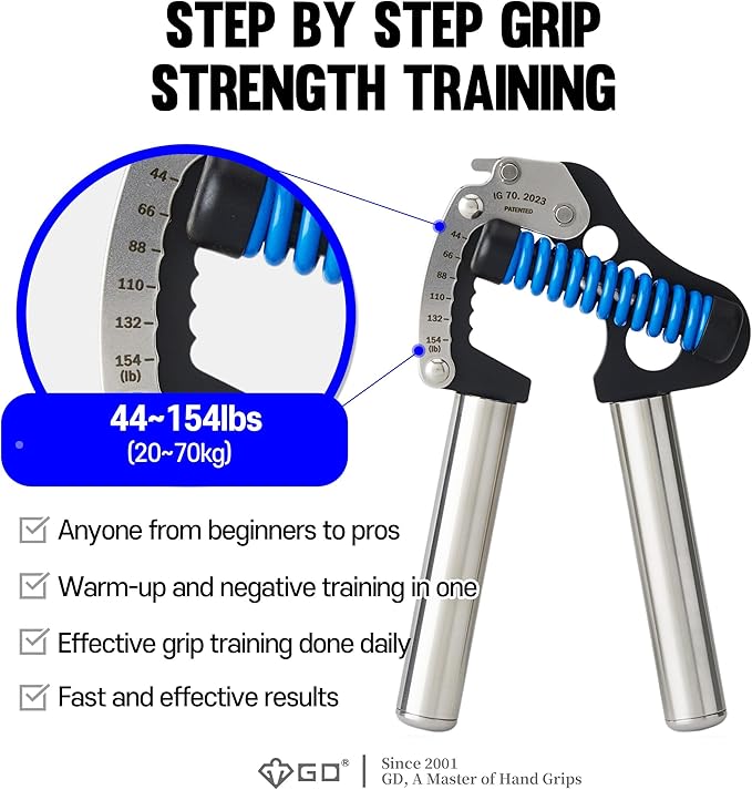 GD Iron Grip 70 Hand Grip Strengthener (Adjustable Hand Grip) Wrist and Forearm Strength Trainer