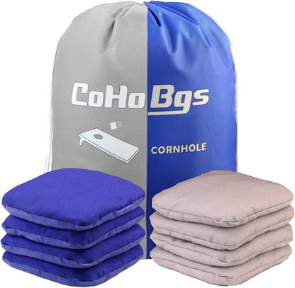CoHoBgs Corn Hole Bags Set 8, Professional Cornhole Bags Dual-Sided Slick & Stick Resin Filled