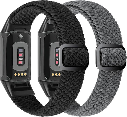 Elastic Braided Bands Compatible with Fitbit Charge 5/Fitbit Charge 6 for Women Men, Breathable