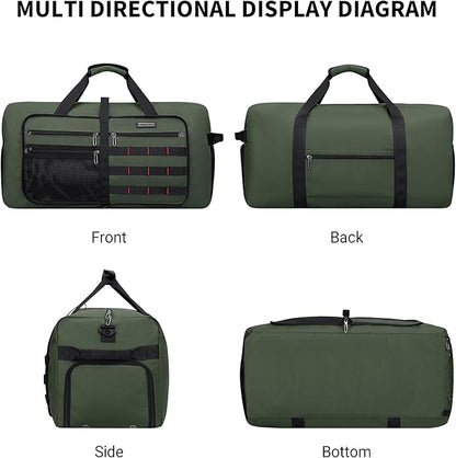 WITZMAN Foldable Duffle Bag for Travel 65L Lightweight Packable Duffel Bag with Shoes Compartment