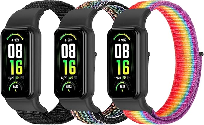 YCHDDER Solo Loop Nylon Bands Compatible with Amazfit Band 7 Straps,Soft Breathable Comfortable