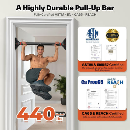 Sportneer Pull Up Bar for Doorway, No-Drill, Adjustable 29.5-37 in, 440 lb