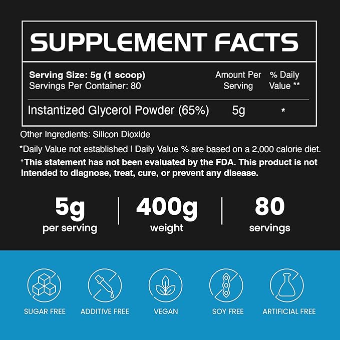 Gains in Bulk Instantized Glycerol Powder, Pre Workout Formula for Muscle Recovery, Pump and