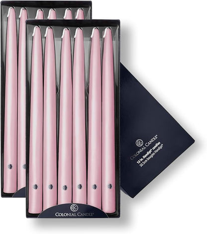Colonial Candle Unscented Taper Candle, Handipt Collection, Persian Pink, 12 in, Pack of 12 - Up to